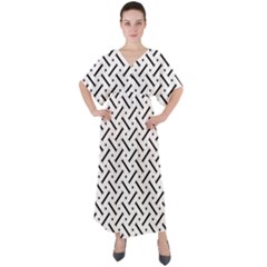 Design Repeating Seamless Pattern Geometric Shapes Scrapbooking V-neck Boho Style Maxi Dress by Vaneshart