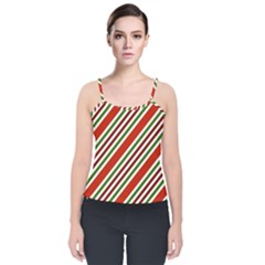 Christmas Color Stripes Velvet Spaghetti Strap Top by Vaneshart