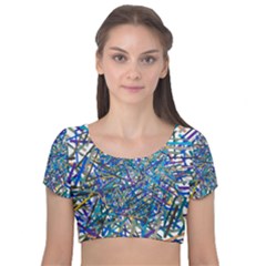 Netzauge Funny Velvet Short Sleeve Crop Top  by zappwaits