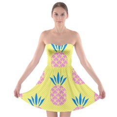 Summer Pineapple Seamless Pattern Strapless Bra Top Dress by Sobalvarro