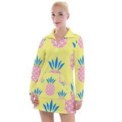 Summer Pineapple Seamless Pattern Women s Long Sleeve Casual Dress by Sobalvarro