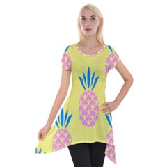 Summer Pineapple Seamless Pattern Short Sleeve Side Drop Tunic by Sobalvarro