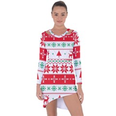 Ugly Christmas Sweater Pattern Asymmetric Cut-out Shift Dress by Sobalvarro