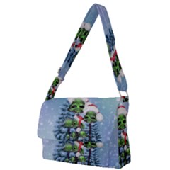 Merry Christmas, Funny Mushroom With Christmas Hat Full Print Messenger Bag (l) by FantasyWorld7