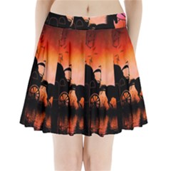 Drive In The Night By Carriage Pleated Mini Skirt by FantasyWorld7