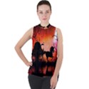 Drive In The Night By Carriage Mock Neck Chiffon Sleeveless Top View1