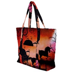 Drive In The Night By Carriage Zip Up Canvas Bag by FantasyWorld7