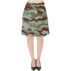 Brown And Green Camo Velvet High Waist Skirt by McCallaCoultureArmyShop