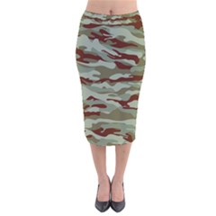 Brown And Green Camo Velvet Midi Pencil Skirt by McCallaCoultureArmyShop