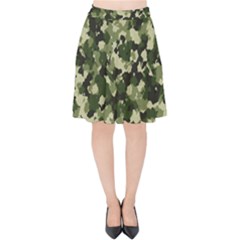 Dark Green Camouflage Army Velvet High Waist Skirt by McCallaCoultureArmyShop