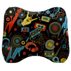 Music Pattern Velour Head Support Cushion by Sapixe