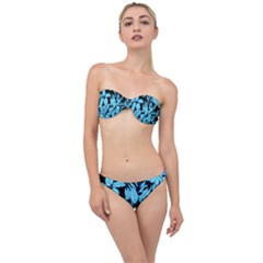 Blue Winter Tropical Floral Watercolor Classic Bandeau Bikini Set by dressshop