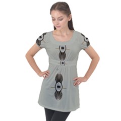 One Island Two Horizons For One Woman Puff Sleeve Tunic Top by pepitasart