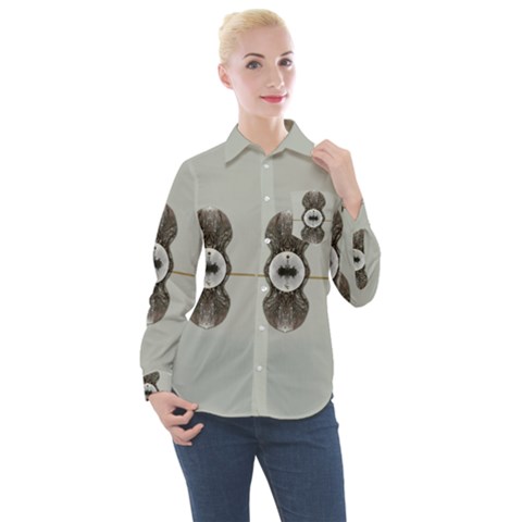 One Island Two Horizons For One Woman Women s Long Sleeve Pocket Shirt by pepitasart