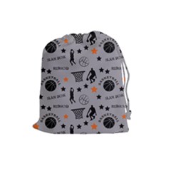 Slam Dunk Basketball Gray Drawstring Pouch (large) by mccallacoulturesports