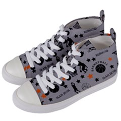 Slam Dunk Basketball Gray Women s Mid-top Canvas Sneakers by mccallacoulturesports