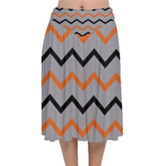 Basketball Thin Chevron Velvet Flared Midi Skirt by mccallacoulturesports