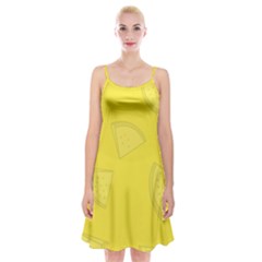 Yellow Pineapple Background Spaghetti Strap Velvet Dress by HermanTelo