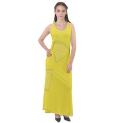 Yellow Pineapple Background Sleeveless Velour Maxi Dress by HermanTelo