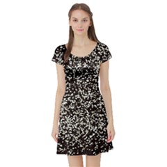 Black And White Confetti Pattern Short Sleeve Skater Dress by yoursparklingshop