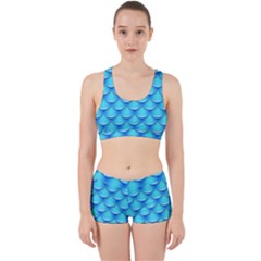 Blue Scale Pattern Work It Out Gym Set by designsbymallika