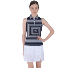 Maze Design Black White Background Women s Sleeveless Polo Tee by HermanTelo