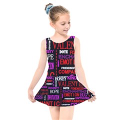 Love Friendship Friends Heart Kids  Skater Dress Swimsuit by HermanTelo