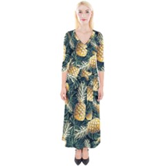 Pattern Ananas Tropical Quarter Sleeve Wrap Maxi Dress by kcreatif