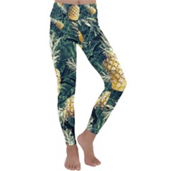 Pattern Ananas Tropical Kids  Lightweight Velour Classic Yoga Leggings by kcreatif