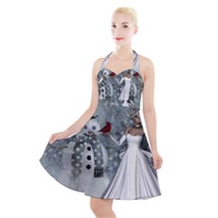 The Wonderful Winter Time Halter Party Swing Dress  by FantasyWorld7