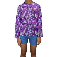 Botanical Violet Print Pattern 2 Kids  Long Sleeve Swimwear by dflcprintsclothing