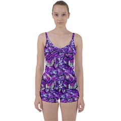 Botanical Violet Print Pattern 2 Tie Front Two Piece Tankini by dflcprintsclothing