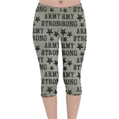 Army Stong Military Velvet Capri Leggings  by McCallaCoultureArmyShop