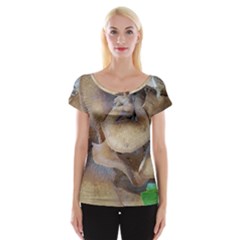 Close Up Mushroom Abstract Cap Sleeve Top by Fractalsandkaleidoscopes