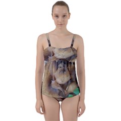 Close Up Mushroom Abstract Twist Front Tankini Set by Fractalsandkaleidoscopes