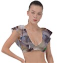 Close Up Mushroom Abstract Plunge Frill Sleeve Bikini Top View1