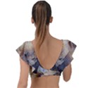 Close Up Mushroom Abstract Plunge Frill Sleeve Bikini Top View2