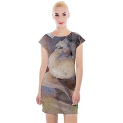 Close Up Mushroom Abstract Cap Sleeve Bodycon Dress by Fractalsandkaleidoscopes