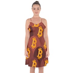 Cryptocurrency Bitcoin Digital Ruffle Detail Chiffon Dress by HermanTelo