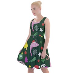 Colorful Funny Christmas Pattern Knee Length Skater Dress by Vaneshart