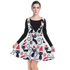 Cute Christmas Seamless Pattern Vector Plunge Pinafore Dress by Vaneshart