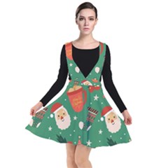 Colorful Funny Christmas Pattern Plunge Pinafore Dress by Vaneshart