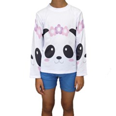 Panda Face Kids  Long Sleeve Swimwear by PhotoThisxyz