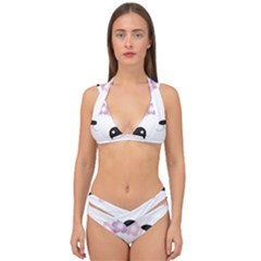 Panda Face Double Strap Halter Bikini Set by PhotoThisxyz