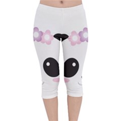 Panda Face Velvet Capri Leggings  by PhotoThisxyz