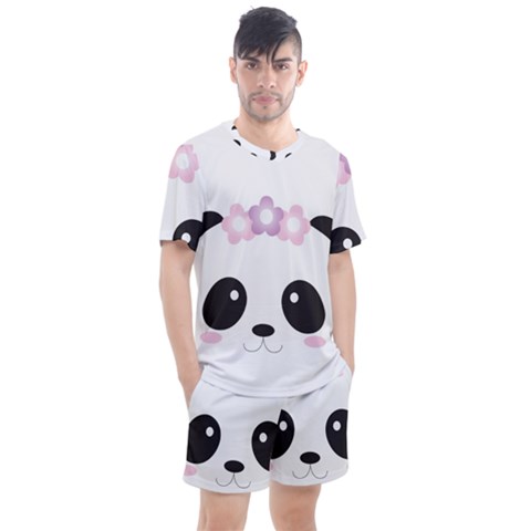 Panda Face Men s Mesh Tee And Shorts Set by PhotoThisxyz