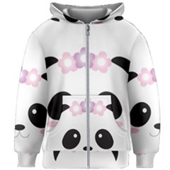 Panda Face Kids  Zipper Hoodie Without Drawstring by PhotoThisxyz