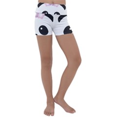 Panda Face Kids  Lightweight Velour Yoga Shorts by PhotoThisxyz