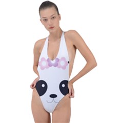 Panda Face Backless Halter One Piece Swimsuit by PhotoThisxyz