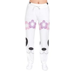 Panda Face Women Velvet Drawstring Pants by PhotoThisxyz